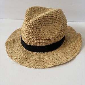 J.Crew Packable Raffia Straw Hat S-M F1722 2022 Vacation Resort Cruise Costal